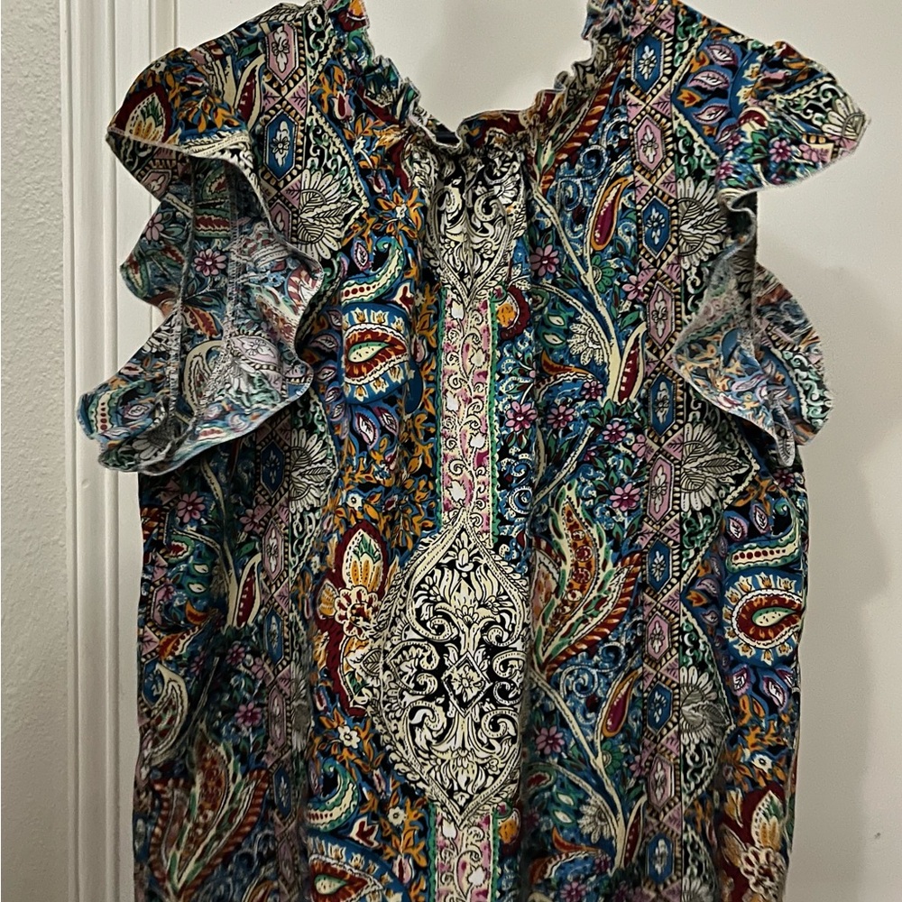 Floral Paisley Ruffle Sleeve Top